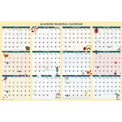 House of Doolittle Recycled Academic Seasonal Laminated Wall Calendar, Illustrated Seasons, 24 x 37, 12-Month (July to June), 2025 to 2026 (39835)