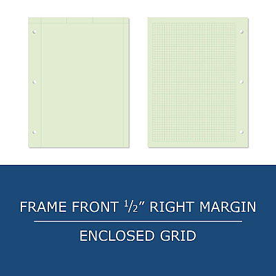 Roaring Spring Covered Engineering Pad, 5 sq/in Quadrille Rule, 80 Green 8.5 x 11 Sheets, 24/Carton (ROA95371CS)