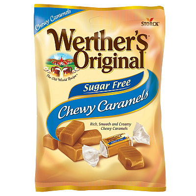 Werther's Original Chewy Caramels Sugar Free, 1.48 oz Bag, 24/Carton (GRR60004088)