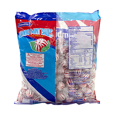 Colombina Jumbo Peppermint Balls, 0.32 oz Individually Wrapped, 120/Bag, 4 Bags/Carton (GRR60004063)
