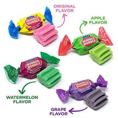 Dubble Bubble Bubble Gum Assorted Flavor Twist Tub, 0.16 oz Individually Wrapped, 300/Tub, 2 Tubs/Carton (GRR60004082)