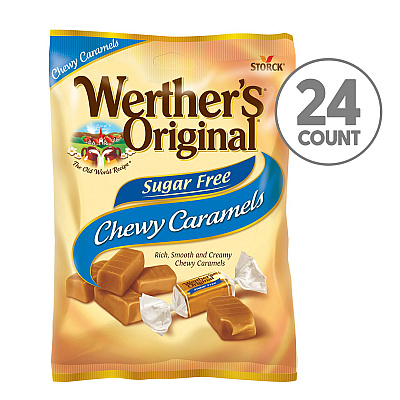Werther's Original Chewy Caramels Sugar Free, 1.48 oz Bag, 24/Carton (GRR60004088)