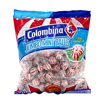 Colombina Jumbo Peppermint Balls, 0.32 oz Individually Wrapped, 120/Bag, 4 Bags/Carton (GRR60004063)