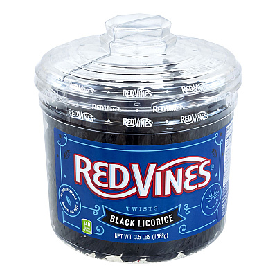 Red Vines Black Licorice Twists, 3.5 lb Jar, 2/Carton (GRR60004084)