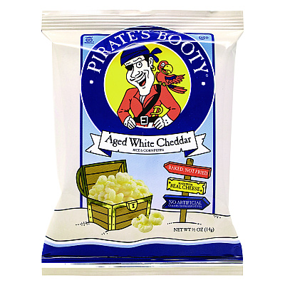 Pirate's Booty Natural Aged White Cheddar Baked Corn Puffs, 0.5 oz Bag, 36/Box, 2 Boxes/Carton (GRR60004090)