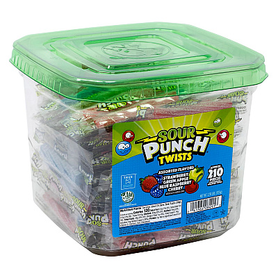Sour Punch Twists, Variety, 2.59 lb Tub, Approx. 210 Pieces/Tub, 2 Tubs (GRR60004078)