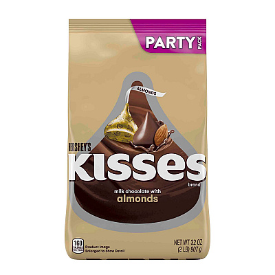 Hershey's KISSES with Almonds, Milk Chocolate, 32 oz Pack, 2 Packs/Carton (GRR60004091)