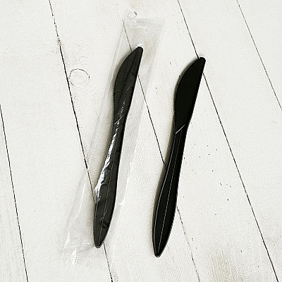 Boardwalk Mediumweight Wrapped Polypropylene Cutlery, Knife, Black, 1,000/Carton (BWKKNIFEBLPPIW)