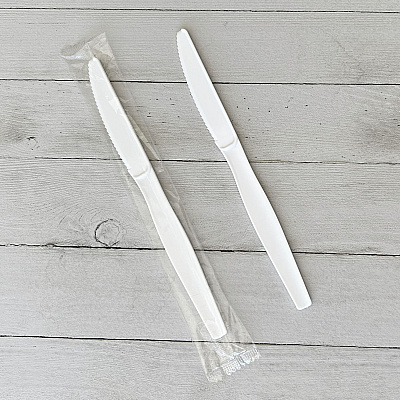 Boardwalk Heavyweight Wrapped Polystyrene Cutlery, Knife, White, 1,000/Carton (BWKKNIFEWHPSIW)