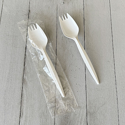 Boardwalk Mediumweight Wrapped Polypropylene Cutlery, Spork, White, 1,000/Carton (BWKSPORKWHPPIW)