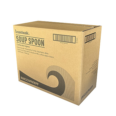 Boardwalk Mediumweight Polypropylene Cutlery, Soup Spoon, White, 1,000/Carton (BWKSOUPMWPP)