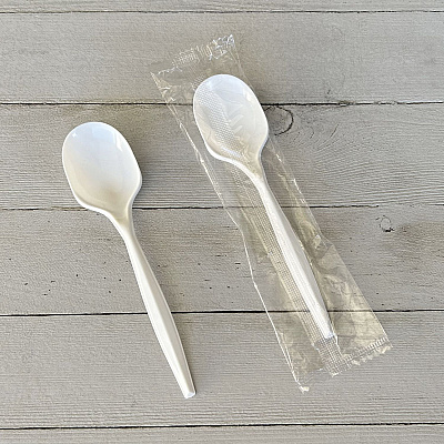 Boardwalk Mediumweight Wrapped Polypropylene Cutlery, Soup Spoon, 4.86", Plastic, White, 1,000/Carton (SOUPMWPPIW)
