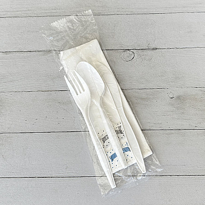 Boardwalk Six-Piece Cutlery Kit, Fork/Knife/Teaspoon/Napkin/Pepper/Salt, White, 1,000/Carton (BWK6COMBOKITPP)