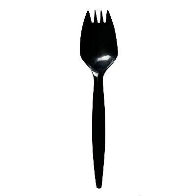 Boardwalk Mediumweight Wrapped Polypropylene Cutlery, Spork, Black, 1,000/Carton (BWKSPORKBLPPIW)