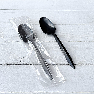 Boardwalk Mediumweight Polypropylene Cutlery, Teaspoon, Black, 1,000/Carton (BWKSPOONBLPPIW)