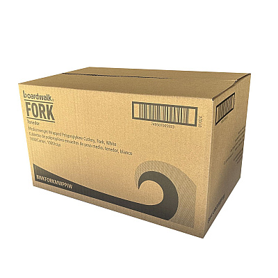Boardwalk Mediumweight Wrapped Polypropylene Cutlery, Fork, 5.51", Plastic, White, 1,000/Carton (FORKMWPPIW)