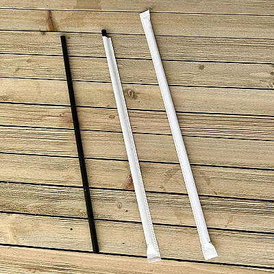Boardwalk Wrapped Giant Straws, 10.25", Polypropylene, Black, 1,200/Carton (BWKGST1025BK)