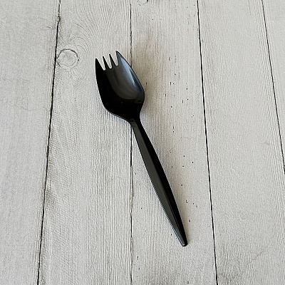 Boardwalk Mediumweight Polypropylene Cutlery, Spork, Black, 1,000/Carton (BWKSPORKBLPP)