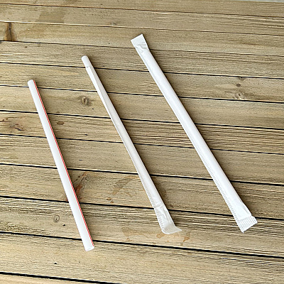 Boardwalk Wrapped Giant Straws, 7.75", Polypropylene, Red/White Striped, 7,200/Carton (BWKGSTW775RW)