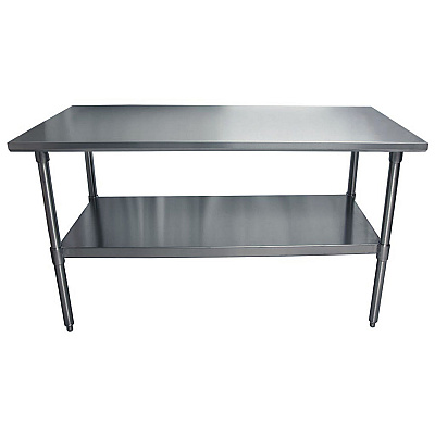 BK Resources Stainless Steel Flat Top Work Tables, 60w x 30d x 36h, Silver, 2/Pallet (BKE2VT6030)