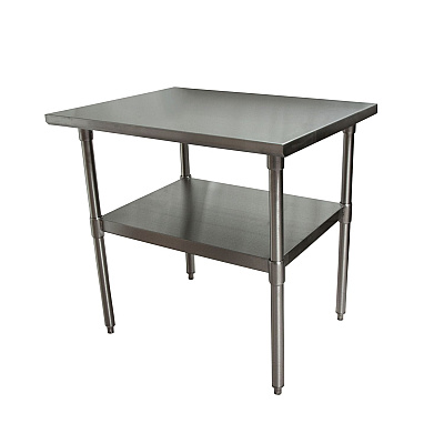BK Resources Stainless Steel Flat Top Work Tables, 36w x 30d x 36h, Silver, 2/Pallet (BKE2VT3630)