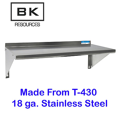 BK Resources Stainless Steel Economy Overshelf, 48w x 12d x 8h, Stainless Steel, Silver, 2/Pallet (BKE2WSE1248)