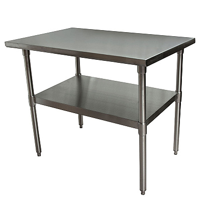 BK Resources Stainless Steel Flat Top Work Tables, 48w x 24d x 36h, Silver, 2/Pallet (BKE2VT4824)