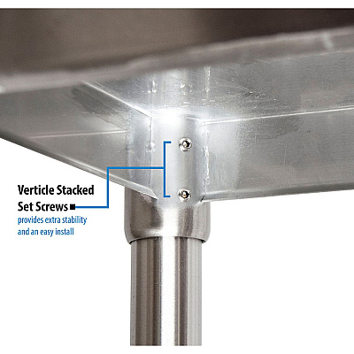 BK Resources Stainless Steel Flat Top Work Tables, 48w x 24d x 36h, Silver, 2/Pallet (BKE2VT4824)
