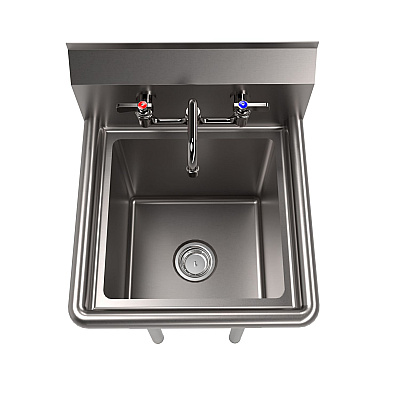 BK Resources Stainless Steel Sink and Faucet Bundle, Sink/Faucet/Faucet Mounting Kit/Drain, 15" L x 15" W x 14" D (BKEBKS11514PG)