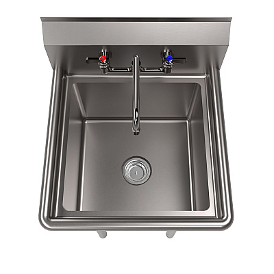 BK Resources Stainless Steel Sink and Faucet Bundle, Sink/Faucet/Faucet Mounting Kit/Drain, 18" L x 18" W x 14" D (BKEBKS11812PG)