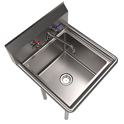 BK Resources Stainless Steel Sink and Faucet Bundle, Sink/Faucet/Faucet Mounting Kit/Drain, 18" L x 18" W x 14" D (BKEBKS11812PG)