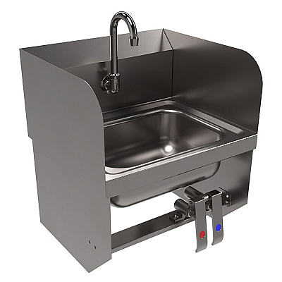 BK Resources Stainless Steel Hand Sink with Side Splashes, 14" l x 10" w x 5" d (BKEHSW14101SBKP)