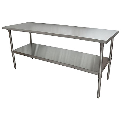 BK Resources Stainless Steel Flat Top Work Tables, 72w x 30d x 36h, Silver, 2/Pallet (BKE2VT7230)