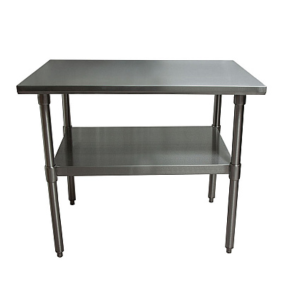 BK Resources Stainless Steel Flat Top Work Tables, 48w x 24d x 36h, Silver, 2/Pallet (BKE2VT4824)