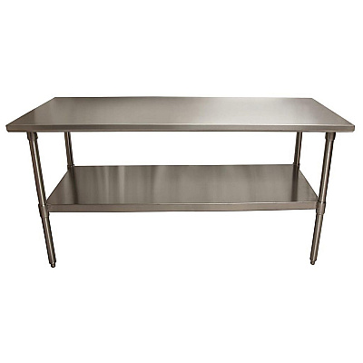 BK Resources Stainless Steel Flat Top Work Tables, 72w x 30d x 36h, Silver, 2/Pallet (BKE2VT7230)