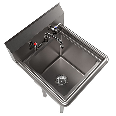 BK Resources Stainless Steel Sink and Faucet Bundle, Sink/Faucet/Faucet Mounting Kit/Drain, 15" L x 15" W x 14" D (BKEBKS11514PG)