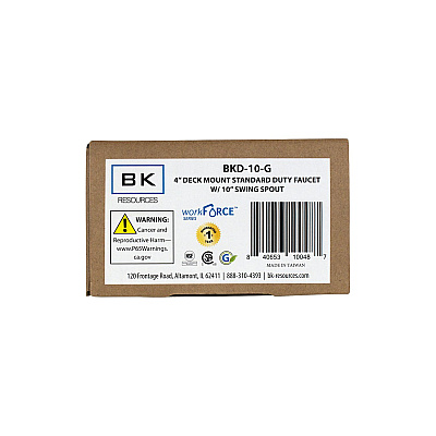 BK Resources WorkForce Standard Duty Faucet, 4.55" Height/10" Reach, Chrome-Plated Brass (BKEBKD10)