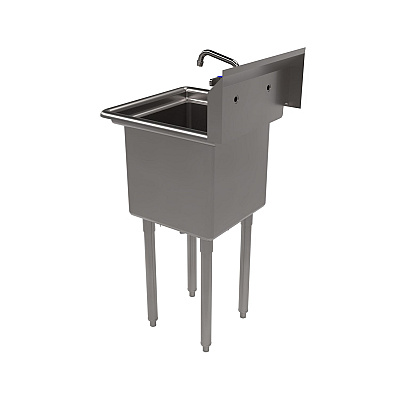 BK Resources Stainless Steel Sink and Faucet Bundle, Sink/Faucet/Faucet Mounting Kit/Drain, 15" L x 15" W x 14" D (BKEBKS11514PG)