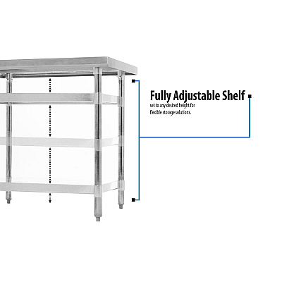 BK Resources Stainless Steel Flat Top Work Tables, 24w x 24d x 36h, Silver, 2/Pallet (BKE2VT2424)