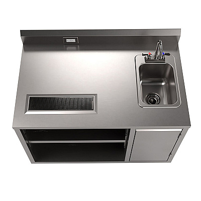 BK Resources Stainless Steel Beverage Table with Right Sink, Rectangular, 30" x 48" x 41.5", Silver Top, Silver Base/Legs (BKEBEVT3048R)
