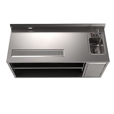 BK Resources Stainless Steel Beverage Table with Right Sink, Rectangular, 30" x 72" x 41.5", Silver Top, Silver Base/Legs (BKEBEVT3072R)