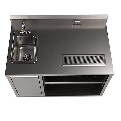 BK Resources Stainless Steel Beverage Table with Left Sink, Rectangular, 30" x 48" x 41.5", Silver Top, Silver Base/Legs (BKEBEVT3048L)