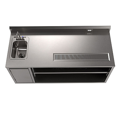 BK Resources Stainless Steel Beverage Table with Left Sink, Rectangular, 30" x 72" x 41.5", Silver Top, Silver Base/Legs (BKEBEVT3072L)