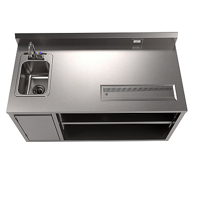 BK Resources Stainless Steel Beverage Table with Left Sink, Rectangular, 30" x 60" x 41.5", Silver Top, Silver Base/Legs (BKEBEVT3060L)