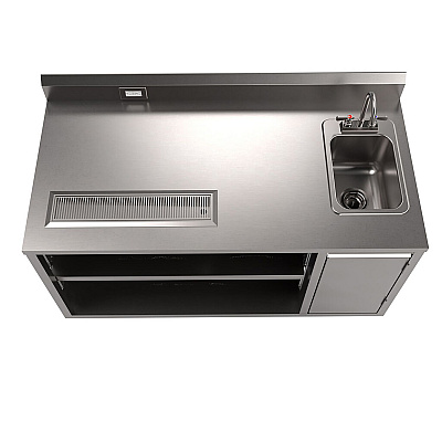 BK Resources Stainless Steel Beverage Table with Right Sink, Rectangular, 30" x 60" x 41.5", Silver Top, Silver Base/Legs (BKEBEVT3060R)