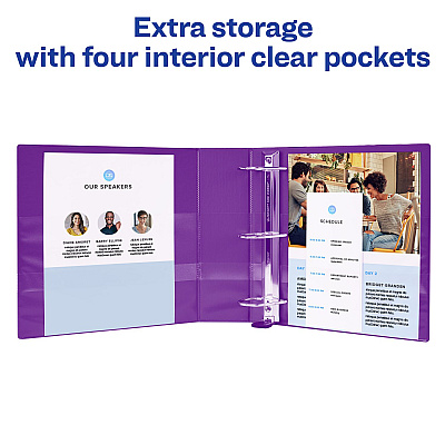 Avery Heavy-Duty View Binder with DuraHinge and One Touch EZD Rings, 3 Rings, 2" Capacity, 11 x 8.5, Purple, 6/Carton (AVE79777CT)