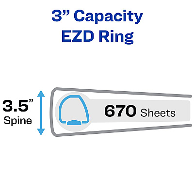 Avery Heavy-Duty View Binder with DuraHinge and One Touch EZD Rings, 3 Rings, 3" Capacity, 11 x 8.5, Purple, 4/Carton (AVE79810CT)