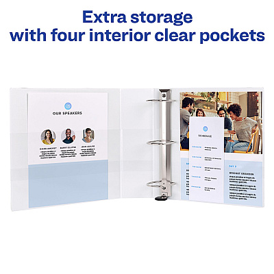 Avery Heavy-Duty View Binder with DuraHinge and Locking One Touch EZD Rings, 3 Rings, 3" Capacity, 11 x 8.5, White, 4/Carton (AVE79193CT)