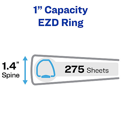 Avery Heavy-Duty View Binder with DuraHinge and One Touch EZD Rings, 3 Rings, 1" Capacity, 11 x 8.5, Red, 12/Carton (AVE79170CT)