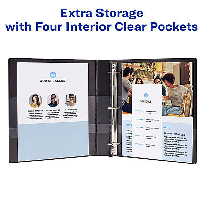 Avery Heavy-Duty View Binder with DuraHinge and One Touch EZD Rings, 3 Rings, 1" Capacity, 11 x 8.5, Navy Blue, 12/Carton (AVE79809CT)